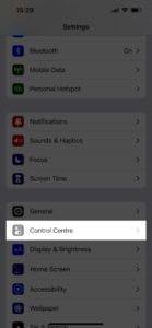 Quick Notes to Control Center Step 3