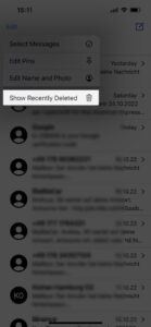 Recently Deleted Chats in Messages Step 2